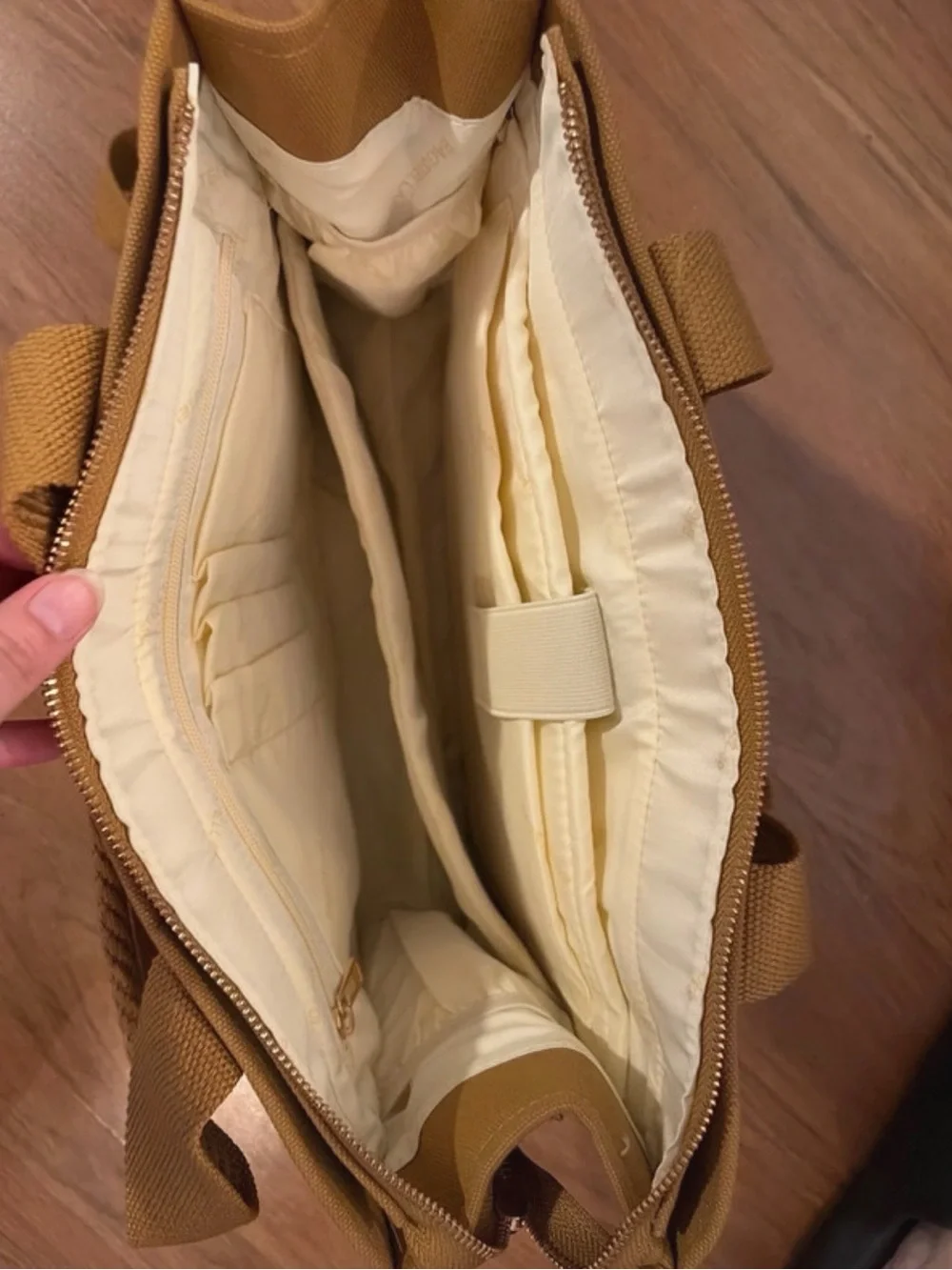 Canvas Messenger Bag in Tan with Front Organizer - Unbranded